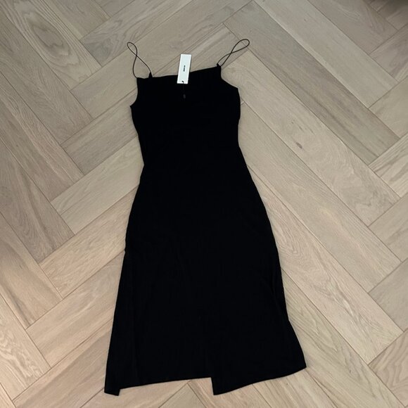 NWT Joah Brown Strappy Slit Dress in Black - Picture 3 of 3